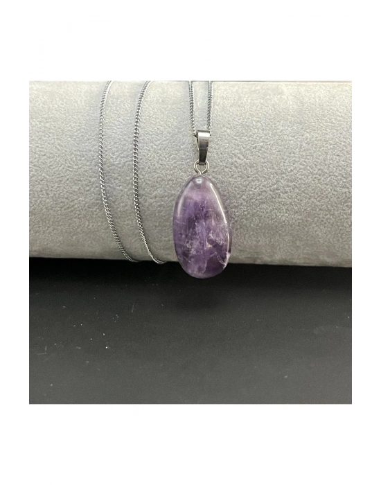 Sertifikalı Ametist Doğal Taş Kolye (Kararmama Garantili)