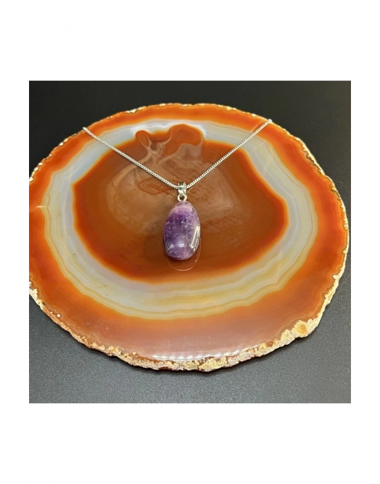 Sertifikalı Ametist Doğal Taş Kolye (Kararmama Garantili)
