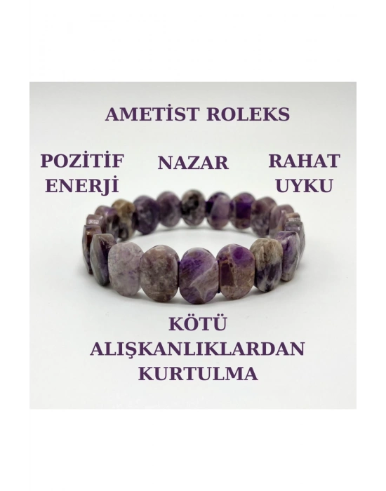 Sertifikalı Ametist Doğal Taş Roleks Bileklik