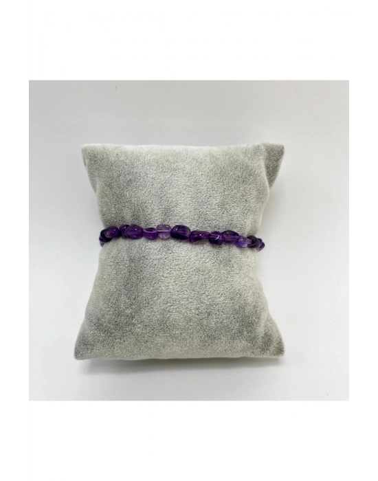 SERTİFİKALI Ametist Natural Kesim Makrome Doğal Taş Bileklik