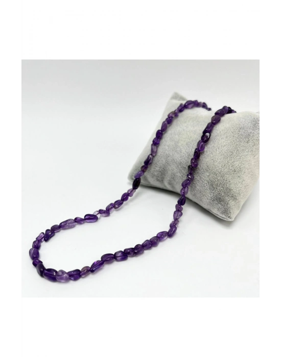 SERTİFİKALI Ametist Natural Kesim Makrome Doğal Taş Kolye