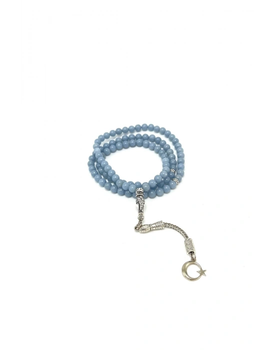 Sertifikalı Anjelit  6mm 99luk Doğal Taş Tesbih