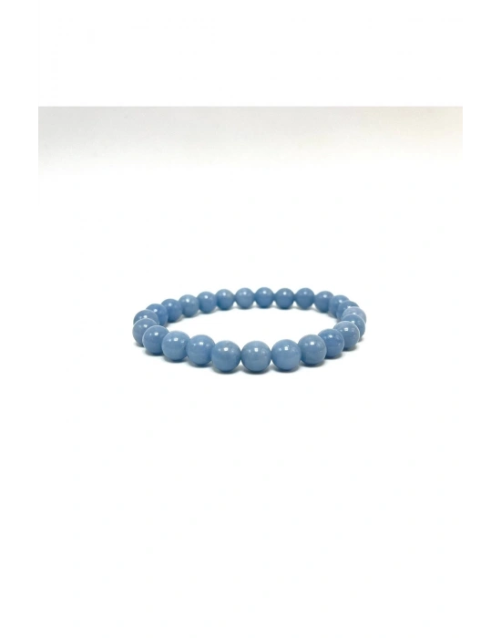 Sertifikalı Anjelit 8mm Elastik Misinalı Doğal Taş Bileklik