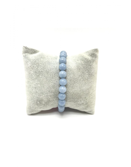 Sertifikalı Anjelit 8mm Elastik Misinalı Doğal Taş Bileklik