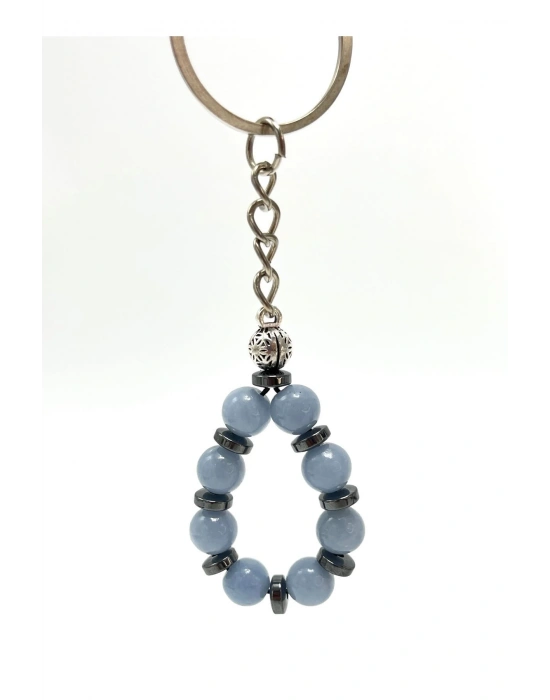 SERTİFİKALI Anjelit Doğal Taş Anahtarlık 8mm