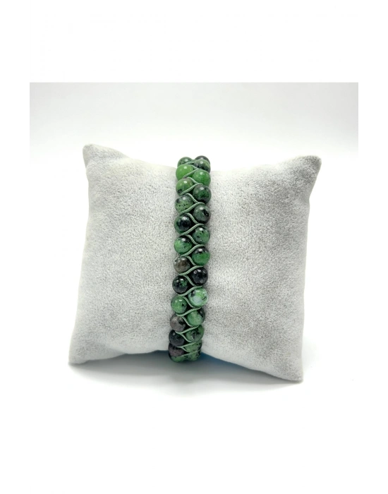 SERTİFİKALI Anyolit Çift Sıra Doğal Taş Makrome Bileklik Ayarlanabilir Ölçü