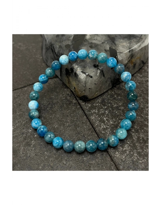 SERTİFİKALI Apatit  6mm Doğal Taş Bileklik