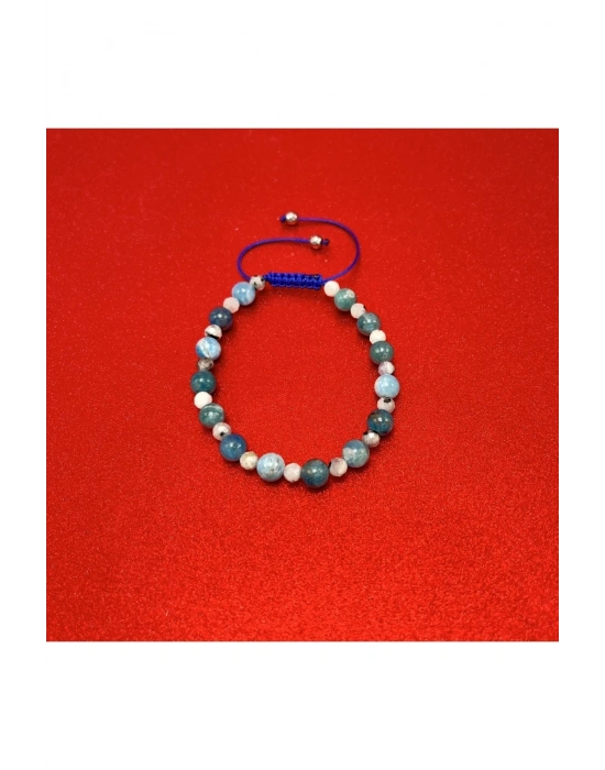 Sertifikalı Apatit Ay Taşı  Doğal Taş Makrome Kadın Bileklik Ayarlanabilir Ölçü