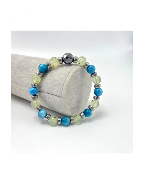 Sertifikalı Apatit - Prehnit Zayıflama Doğal Taş Bileklik Misinalı