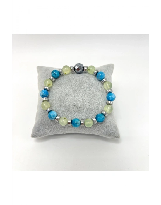 Sertifikalı Apatit - Prehnit Zayıflama Doğal Taş Bileklik Misinalı