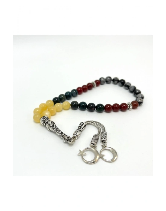 Sertifikalı Aslan Burcu 8mm 33lük Doğal Taş Tesbih