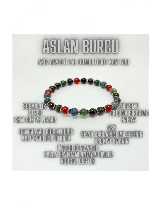 SERTİFİKALI ASLAN BURCU DOĞAL TAŞ BİLEKLİK 6mm