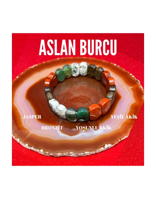 Sertifikalı Aslan Burcu Doğal Taş Roleks Bileklik