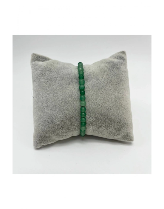 SERTİFİKALI Aventurin 4mm 925 Ayar Gümüş Doğal Taş Bileklik Uzatma Zincirli