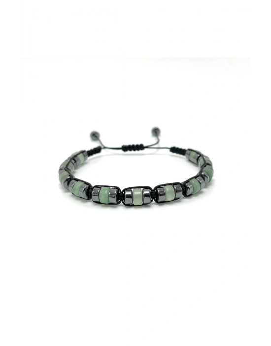 Sertifikalı Aventurin Disk Model Doğal Taş Makrome Bileklik Ayarlanabilir Ölçü