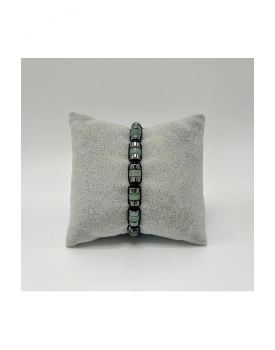 Sertifikalı Aventurin Disk Model Doğal Taş Makrome Bileklik Ayarlanabilir Ölçü