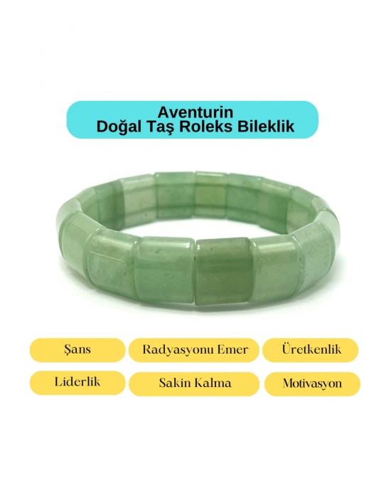 Sertifikalı Aventurin Doğal Taş Roleks Bileklik