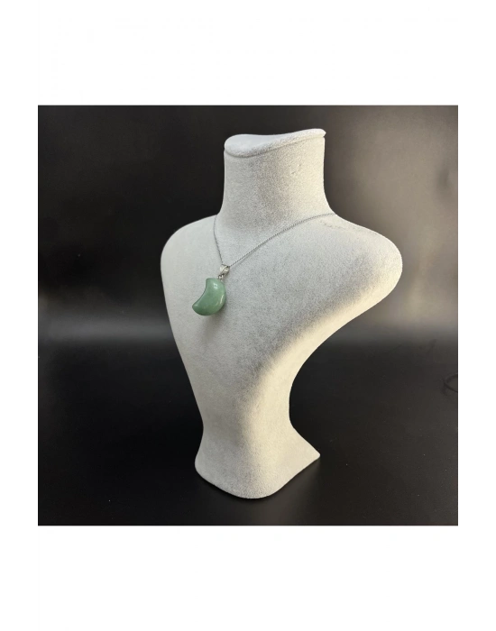 Sertifikalı Aventurin Hilal Model Doğal Taş Kolye (Kararmama Garantili)