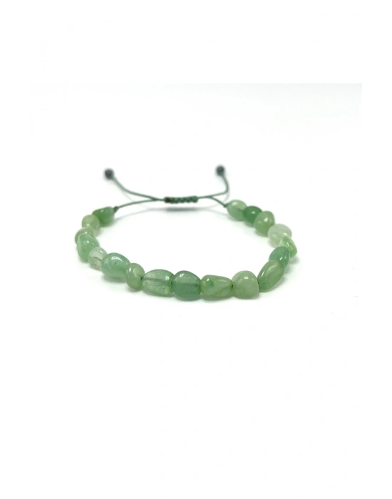 Sertifikalı Aventurin Natural Kesim Makrome Doğal Taş Bileklik Ayarlanabilir Ölçü