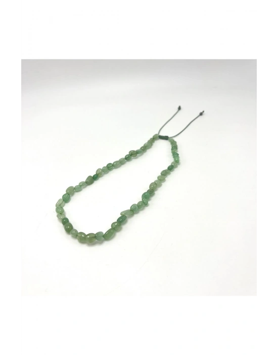 Sertifikalı Aventurin Natural Kesim Makrome Doğal Taş Kolye Ayarlanabilir Ölçü