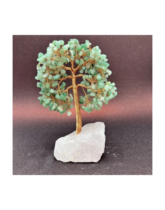 Sertifikalı Aventurin - Pembe Kuvars Doğal Taş Ağaç