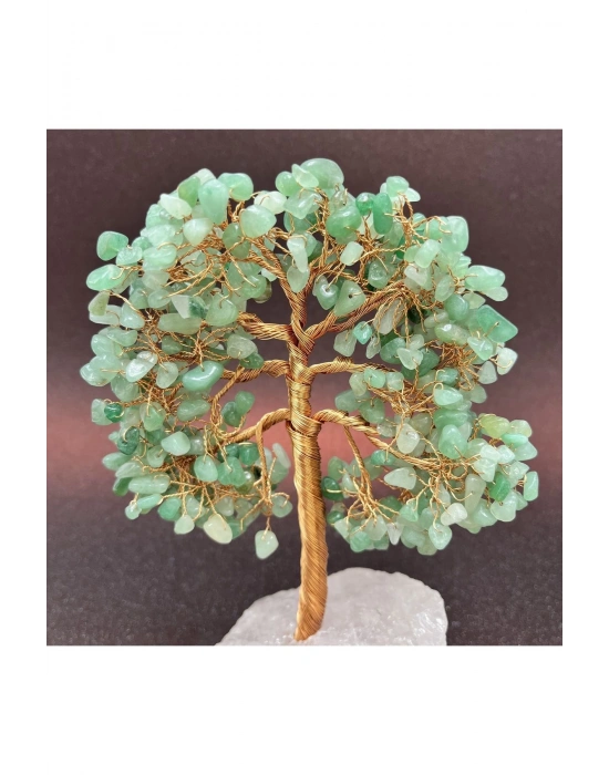 Sertifikalı Aventurin - Pembe Kuvars Doğal Taş Ağaç