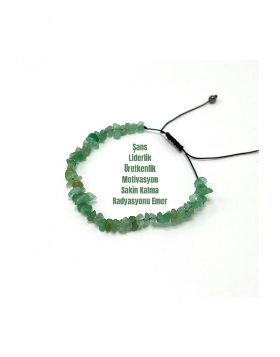 SERTİFİKALI Aventurin Saçaklı Model Doğal Taş Makrome Bileklik Ayarlanabilir Ölçü