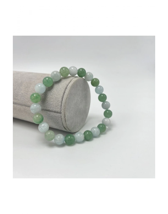 Sertifikalı Aventurin ve Akuamarin Doğal Taş Misinalı Bileklik 8mm