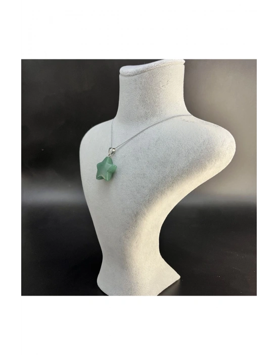 Sertifikalı Aventurin Yıldız Model Doğal Taş Kolye (KARARMAMA GARANTİLİ)