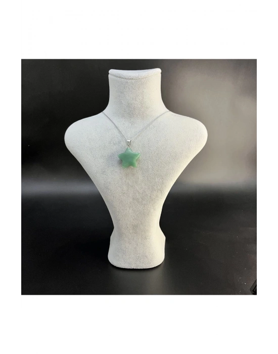 Sertifikalı Aventurin Yıldız Model Doğal Taş Kolye (KARARMAMA GARANTİLİ)