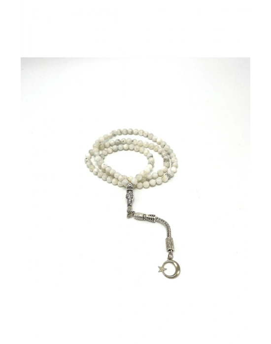 Sertifikalı Ay Taşı 6mm 99luk Doğal Taş Tesbih