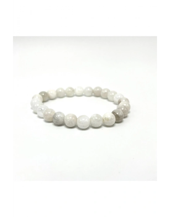 Sertifikalı Ay Taşı 8mm Elastik Misinalı Doğal Taş Bileklik