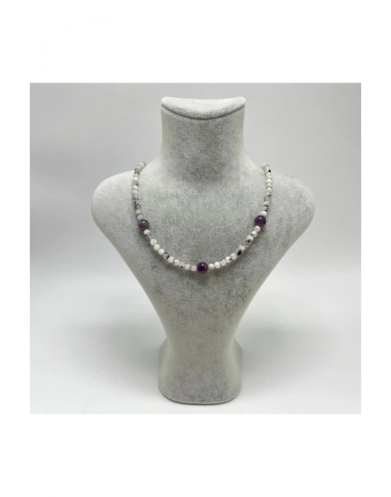 SERTİFİKALI Ay Taşı Ametist 4mm 925 Ayar Gümüş Doğal Taş Kolye Uzatma Zincirli