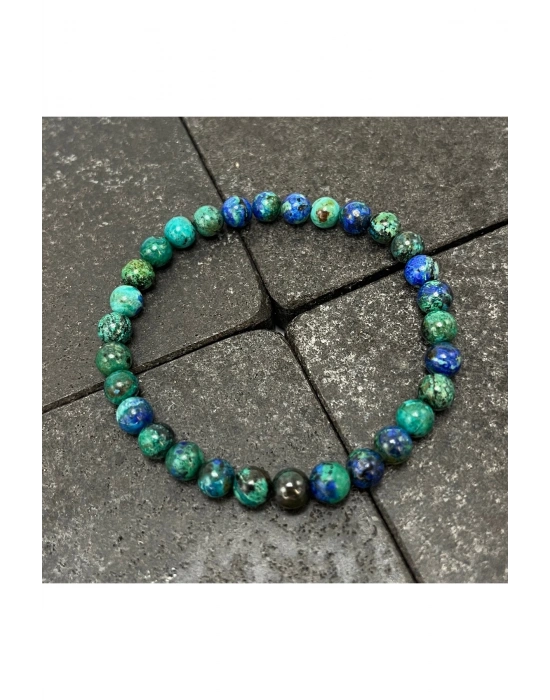 SERTİFİKALI Azurit Malakit 6mm Doğal Taş Bileklik