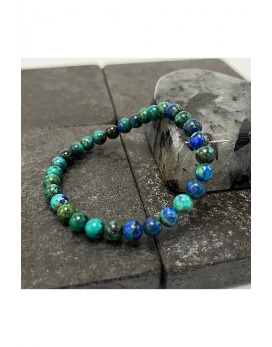 SERTİFİKALI Azurit Malakit 6mm Doğal Taş Bileklik