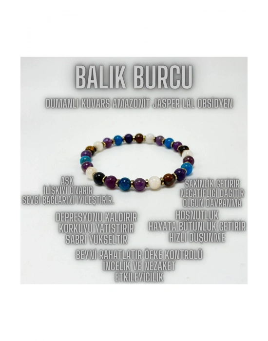 SERTİFİKALI BALIK BURCU DOĞAL TAŞ BİLEKLİK 6mm