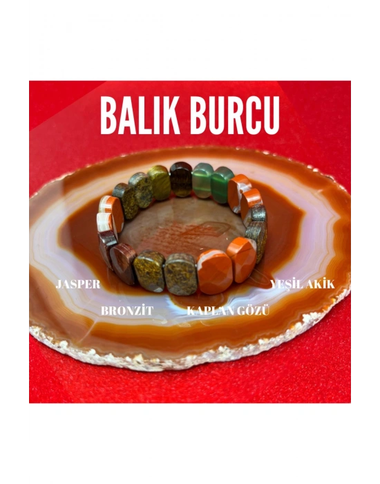 Sertifikalı Balık Burcu Doğal Taş Roleks Bileklik