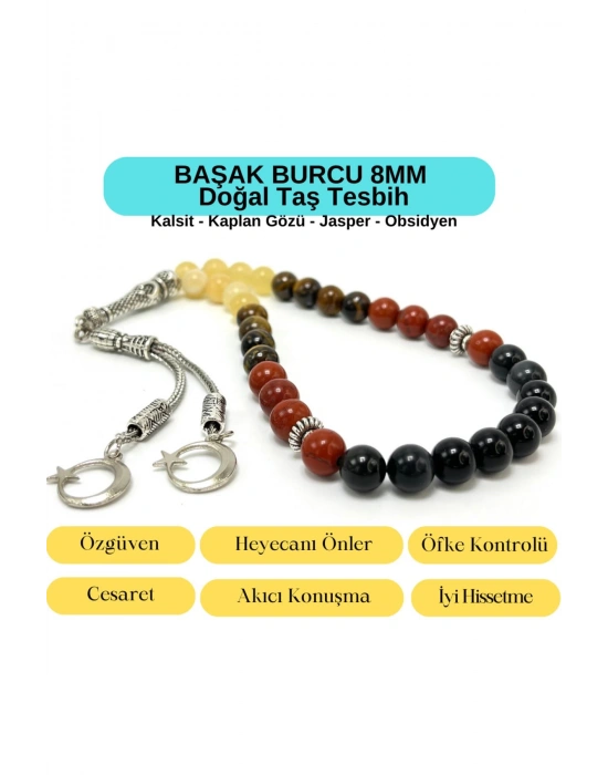 Sertifikalı Başak Burcu 8mm 33lük Doğal Taş Tesbih
