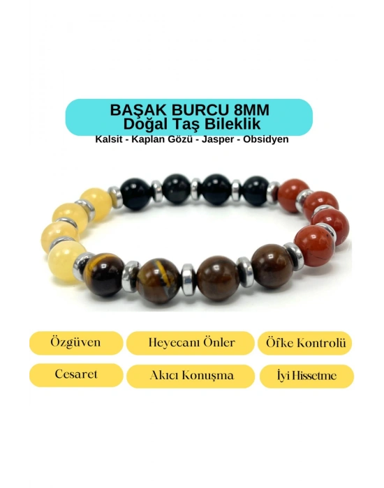 Sertifikalı Başak Burcu 8mm Doğal Taş Bileklik