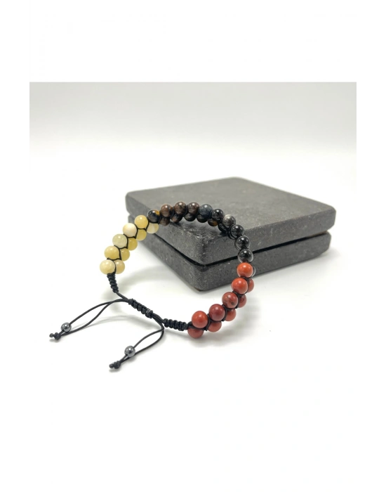 SERTİFİKALI Başak Burcu Doğal Taş Çift Sıra Makrome Bileklik