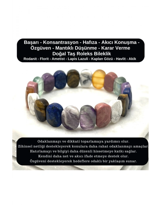 SERTİFİKALI Başarı & Konsantrasyon & Özgüven Doğal Taş Roleks Bileklik