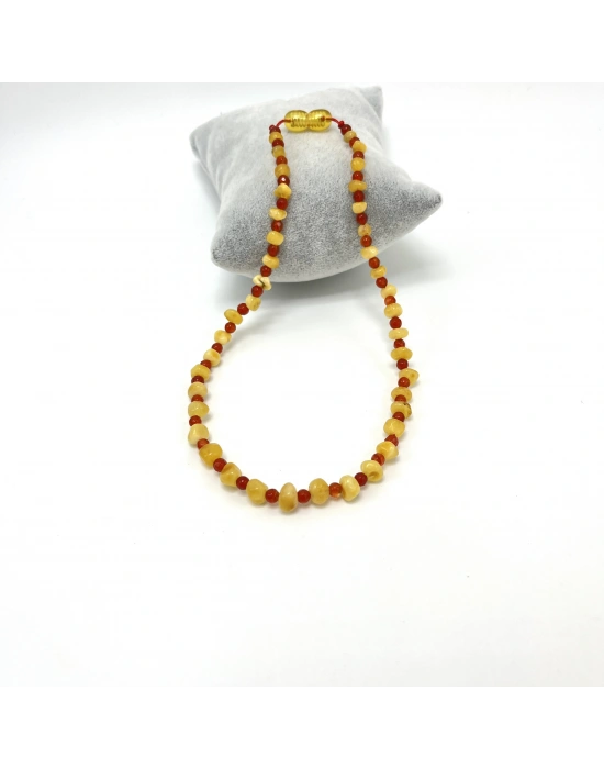 SERTİFİKALI BEBEK AKİK ve KEHRİBAR KOLYE 35 CM UNİSEX