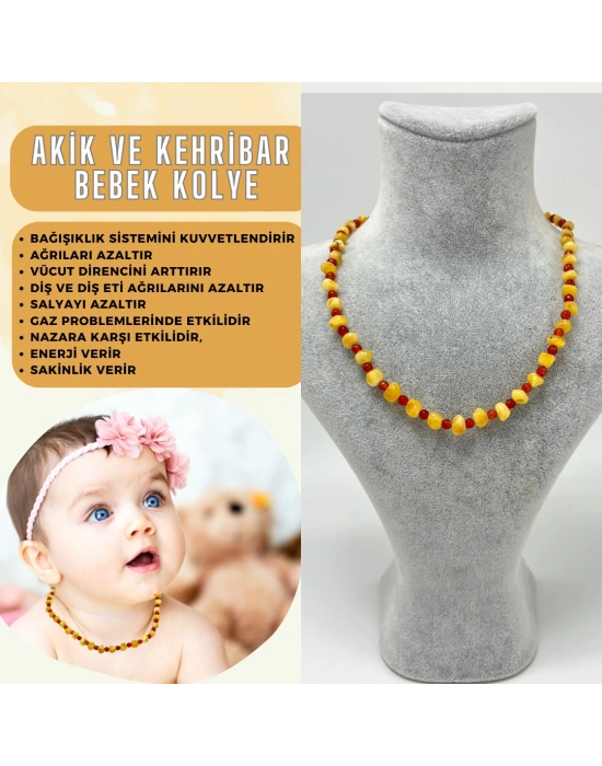 SERTİFİKALI BEBEK AKİK ve KEHRİBAR KOLYE 35 CM UNİSEX