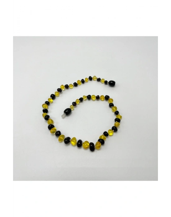 Sertifikalı Bebek Kehribar Kolye Sarı Siyah 35-38 Cm