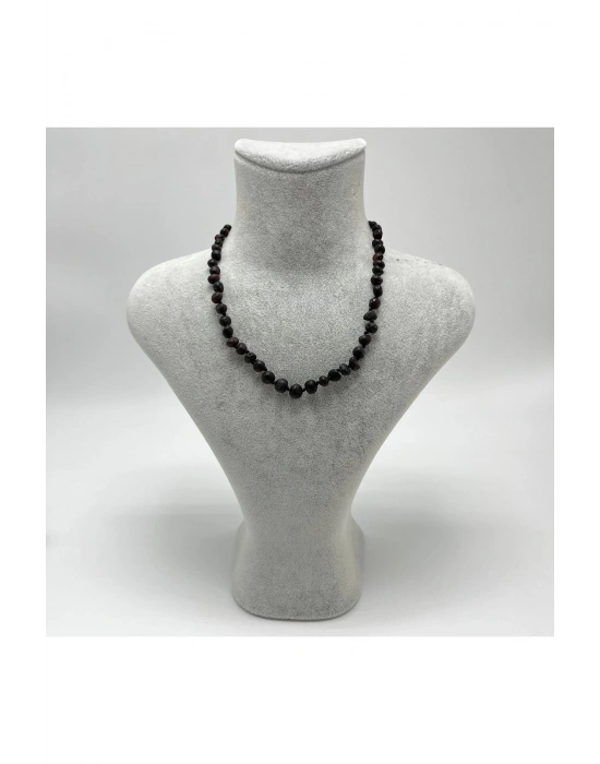 Sertifikalı Bebek Kolye Kehribar Mat Cilasız Siyah 35-38 Cm