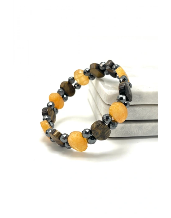 SERTİFİKALI Bereket Bilekliği Doğal Taş Roleks Kesim Bileklik