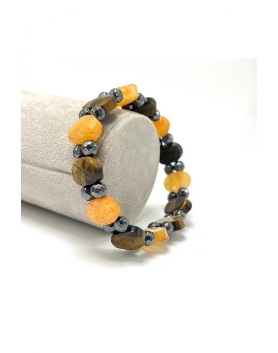 SERTİFİKALI Bereket Bilekliği Doğal Taş Roleks Kesim Bileklik