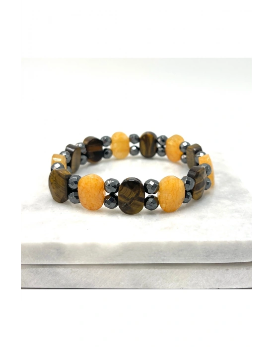 SERTİFİKALI Bereket Bilekliği Doğal Taş Roleks Kesim Bileklik