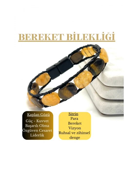 SERTİFİKALI Bereket Bilekliği Doğal Taş Roleks Kesim Kilitli Bileklik