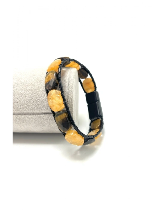 SERTİFİKALI Bereket Bilekliği Doğal Taş Roleks Kesim Kilitli Bileklik